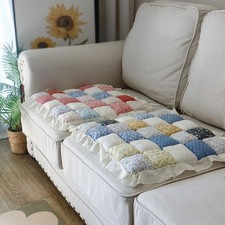 1x Pastoral Floral Seat Cushion Thick Lace Up Non-slip Chair Pad Kitchen Cushion