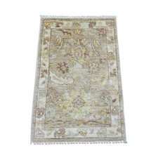 2'x3' Brown Afghan Angora Oushak Leaf Design Hand Knotted Wool Mat Rug 22935