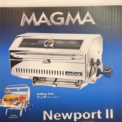 Magma Newport II Infrared Portable Gas Grill Stainless Steel Folding Legs 18x9''