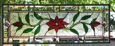 Stained Glass Transom window HANGING PANEL  32 X 12 1/2  incl hooks