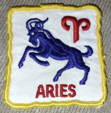 VINTAGE 70s ARIES RAM FABRIC APPLIQUE PATCH ORIG OWNER 1974 2 7/8"