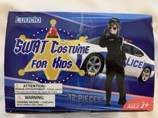 Swat Policeman Costume for Kids Sz L Halloween Cosplay Dress Up 12 Piece Set