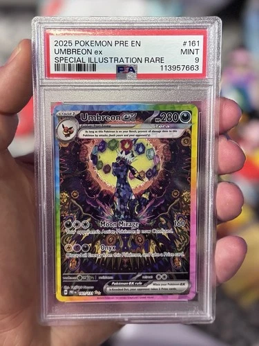 Pokémon Umbreon EX TCG Prismatic Evolutions Holo Card 161/131 PSA 9