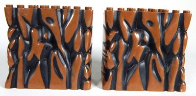 MEGA BLOKS 2 x FIRE ICE DRAGON BROWN & BLACK ROCK WALL PIECE x 2 #AM 03050 LOT