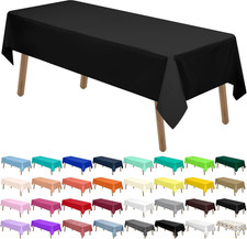 Black Plastic Tablecloths 2 Pack Disposable Table Covers 54 x 108 Inch PEVA Opaq