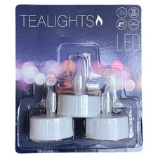 Luci da tè a LED bianche - Set di 3, alimentate a batteria, luce a candela tremolante