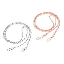 2Pcs 47" Purse Chain Strap with Buckle for Bags White, Silver Pink, Gold 