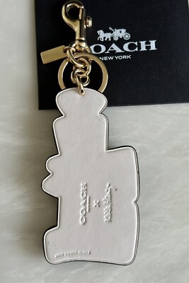 NEW COACH X KEITH HARING PINK GLITTER BARKING DOG BAG CHARM FOB