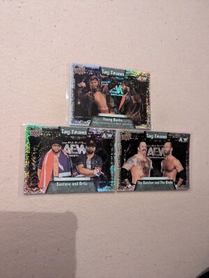 Upper Deck AEW 2022 Pyro Parallel Tag Team 3er Card Bundle