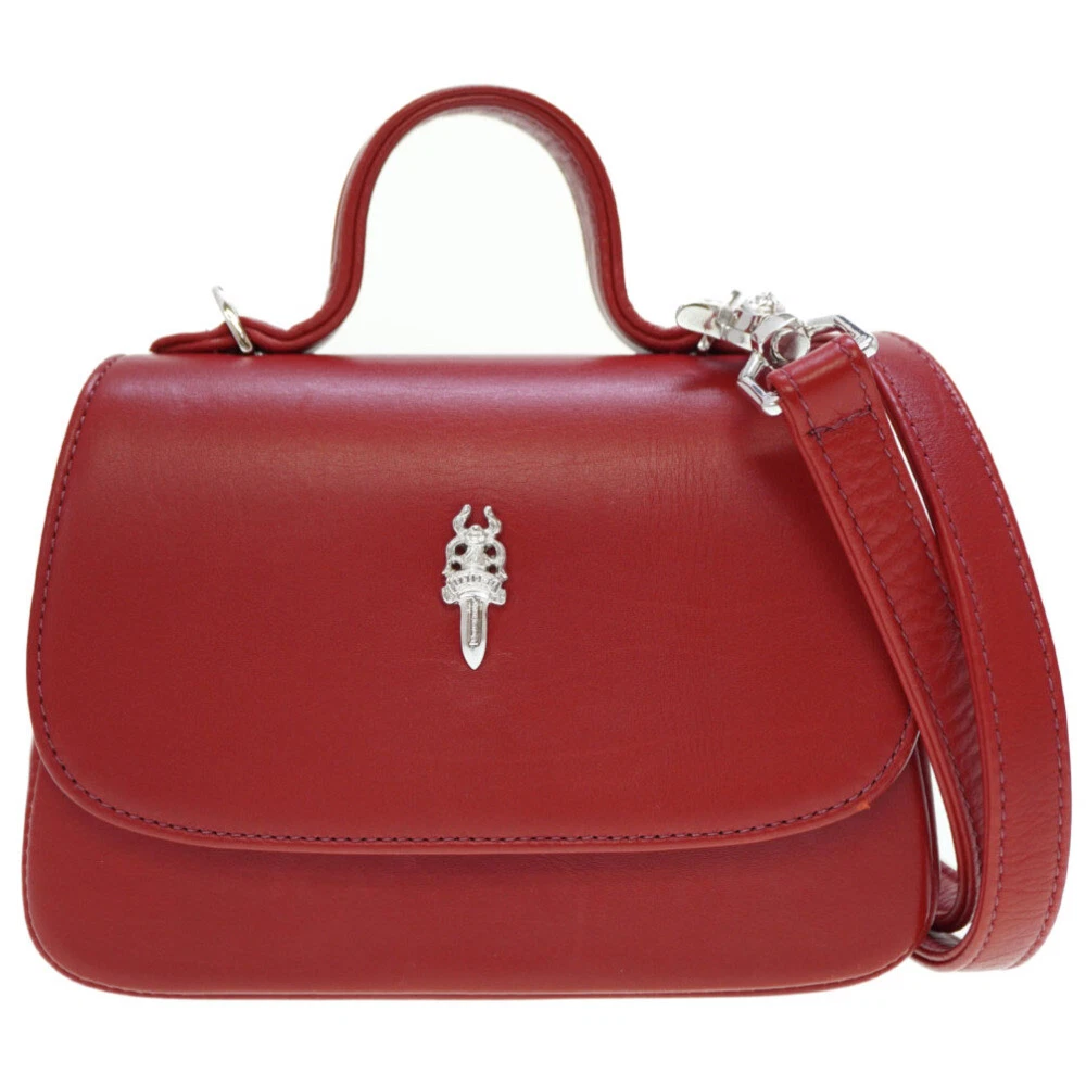 AUTHENTIC CHROME HEARTS TEENER Dagger 2WAY Shoulder hand bag Red Leather 0021