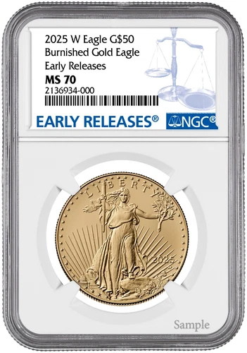 Presale 2025 W American Gold Eagle G$50 Burnished NGC MS70 Early Releases #378