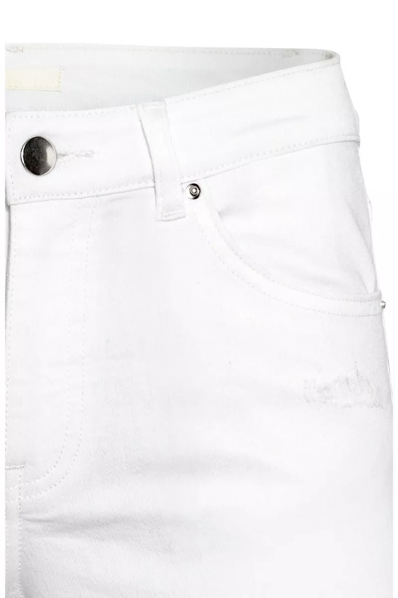 H M Regular skinny super stretch distressed white jeans US 16 UK