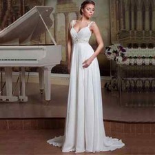 Boho Princess Wedding Dresses Spaghetti Straps Backless Lace Beaded Bridal Gowns