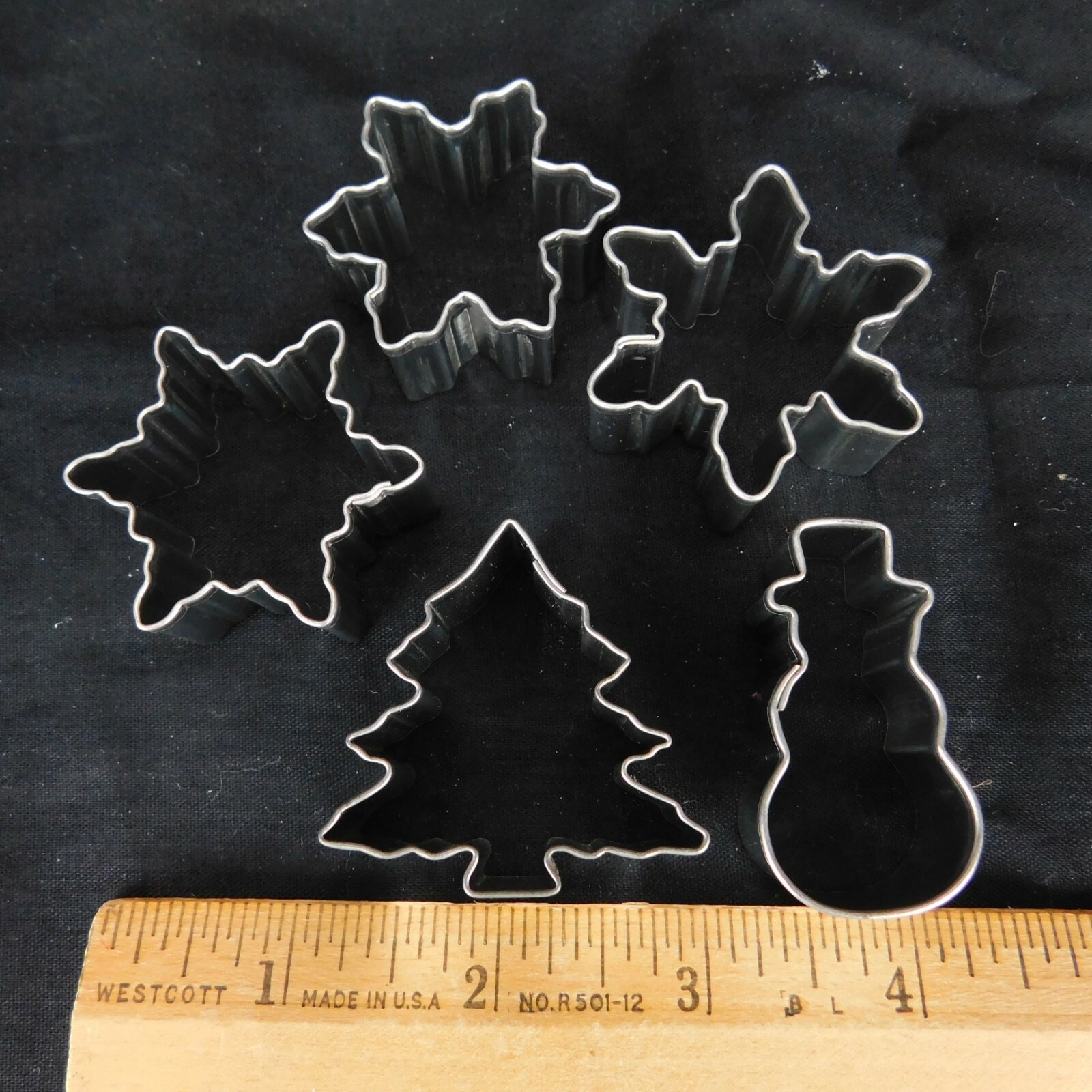 5 Miniature Winter Xmas Cookie Cutters R&M International Snow Flake Snowman Tree