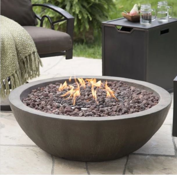 Fire Pit Bowl Propane Gas Outdoor Lava Rock Heating Party