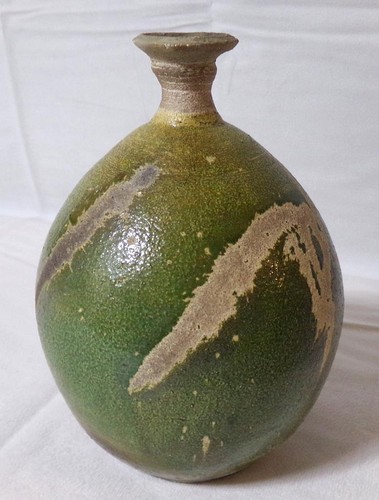 Studio Modern Mid Century Signed Fitzgerald Matte Green Grey Art Pottery Vase - Picture 2 of 6