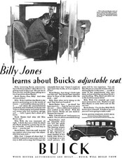 Buick 1929 - Buick Ad - Bill Jones Learns About Buicks Adjustable Seat Buick 1929 - Buick Ad - Bill Jones Learns About Buicks Adjustable Seat