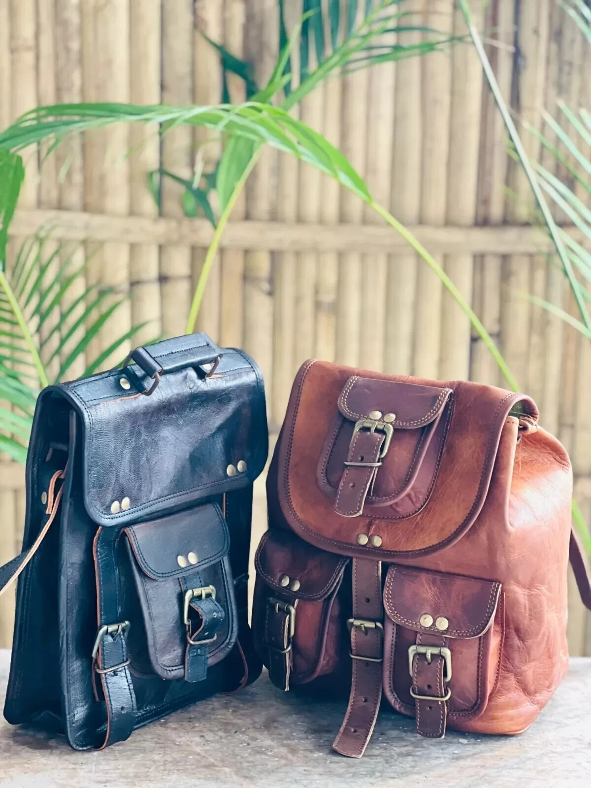 Men Made Leather Backpack Bag Leather Rucksack Laptop Genuine Travel Vintage