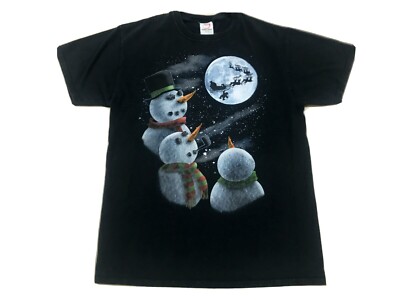 Dec 25th Christmas Shirt Mens Snowman Santa Sled Medium (see Condition) A30
