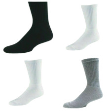 12 Pairs Mens Cotton Rich Cushion Sole Sport Socks Shoe Size 6-11 Black White