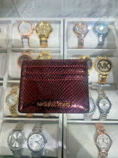 Michael Kors Jet Set Travel Large Credit Card Case ID Holder Wallet Oxblood 