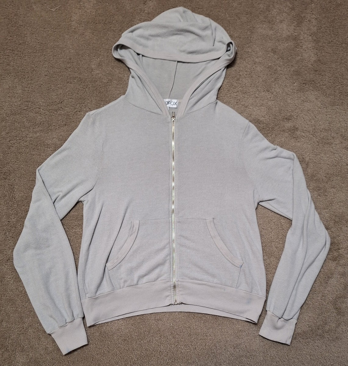 Wildfox Light Gray Tracksuit Hoodie Full Zip Size Medium Long