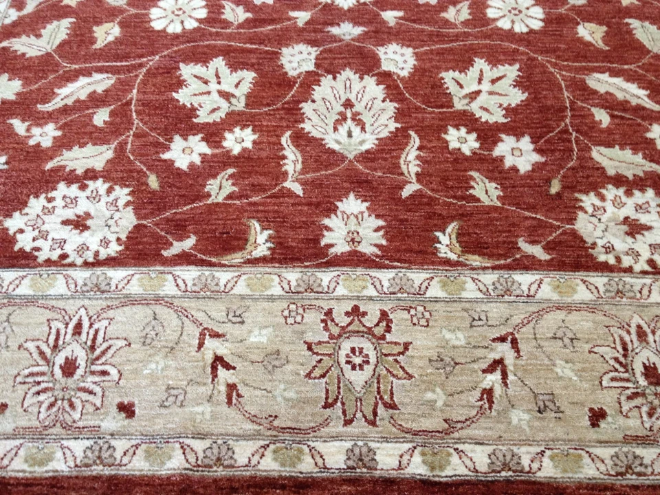 Alfombra oriental de lana anudada a mano Indo Peshavar de alta calidad 8 x 10 Foto 4 de 4