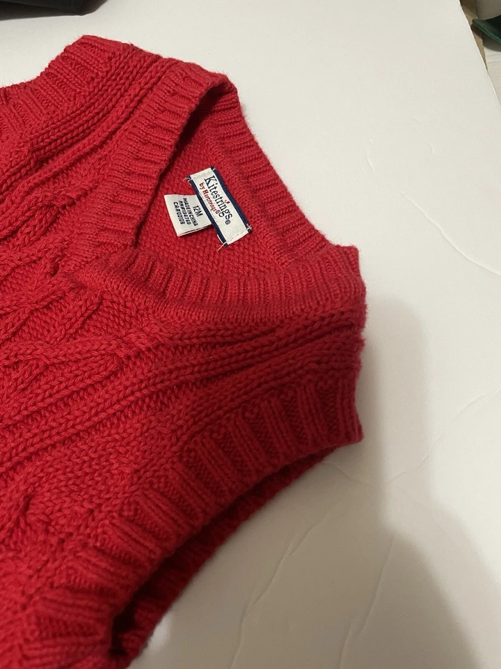 kitestrings baby boy 12 mth pullover sweater vest red v neck cable knit holiday - Image 3 of 4