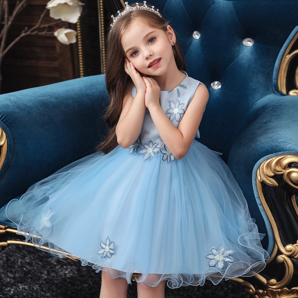 Vestido Infantil Princesa Tutú Vestido de Noche Bebé Niña Flores Princesa Vestidos Foto 4 de 4