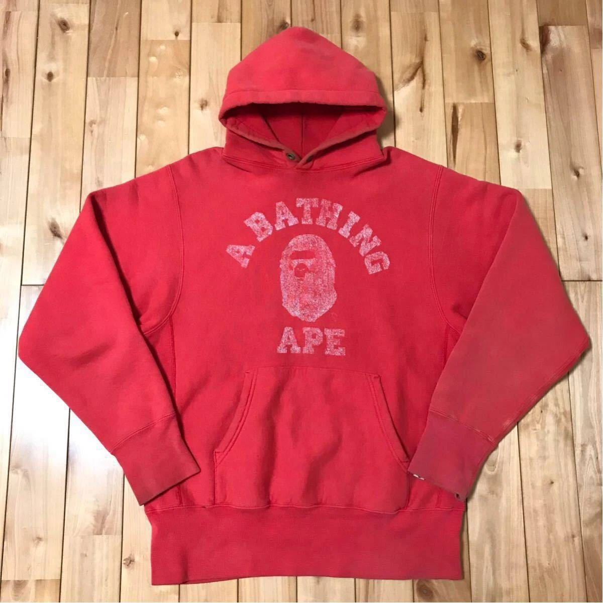 Reproduction boombox tag CAMBER body college logo hoodie Red BAPE APE Size M