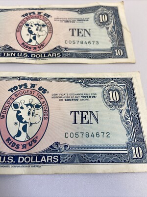 VINTAGE Geoffrey Money $10 Dollar 1993 Series Toys R Us