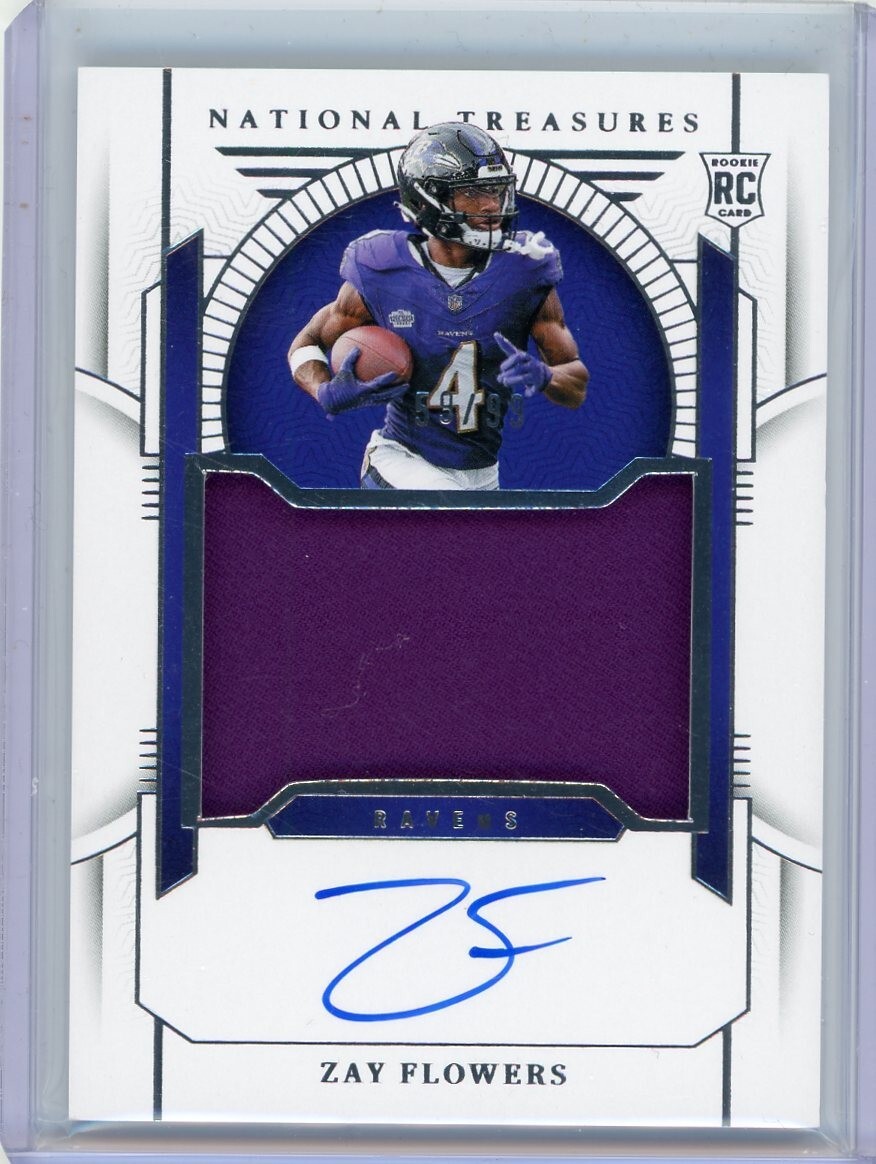 2023 Panini National Treasures Football Rookie Patch Auto 197 Zay Flowers #59/99