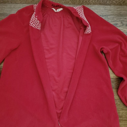 Vanity Fair abito rosso camicia da notte donna M velluto caftano peluche manica lunga vintage - Foto 2 di 5