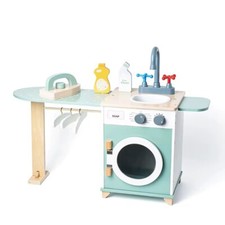 Washing Machine Wooden Pretend Play Washer Interactive Toy Gift for Toddlers 3 