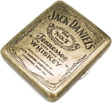 Metal Cigarette Case Bronze Box Retro Brass Tobacco Holder Jack Daniels