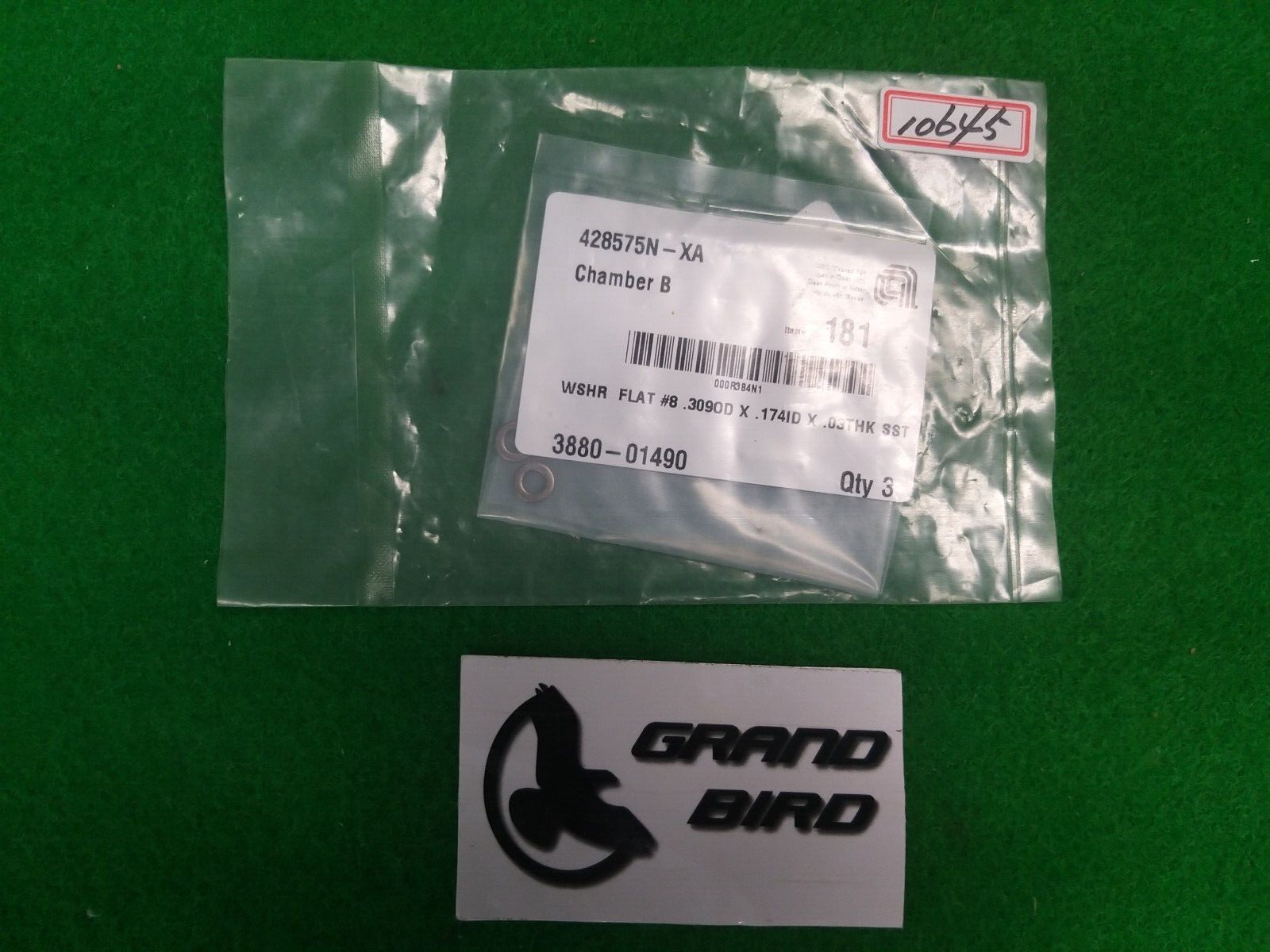 AMAT 3880-01490 WSHR FLAT #8 .307OD X .147ID X .03THK S LOT OF 3, NEW ...