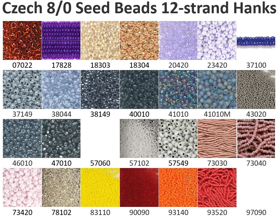PRECIOSA Czech Seed Beads 8/0 – 6-Strand Half Hank Pack, 3mm Glass Rocaille Beads #40010-59195