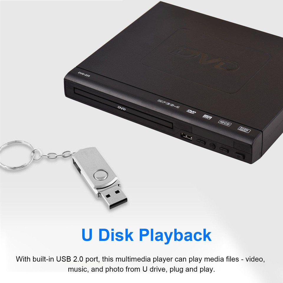 DVD Player All Region Free DVD CD Disc Player AV Output USB Remote