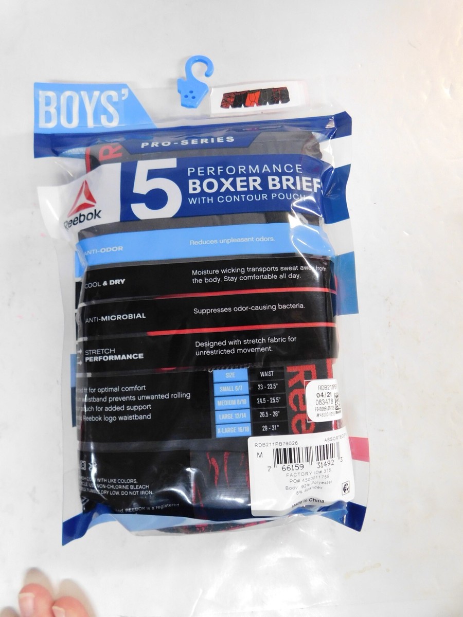 スタート（20枚） Reebok Boys Performance Boxer Briefs-Pro Series- 5-Pk-Red-Small (6