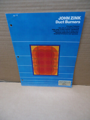 John Zink duct burners TULSA OK brochure dated 1977