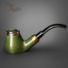Mr. Brog WOODEN HAND MADE TOBACCO SMOKING PIPE 21 Old Army Green  Self Standing