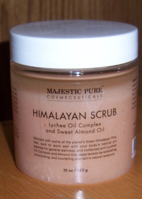 Himalayan Salt Body Scrub Exfoliator Lychee & Almond Oil 10 oz. NEW & SEALED 