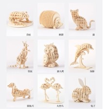 Model Kits Wooden Modelling Craft Puzzle Animal Squirrel Fish Owl Cat Dog Gift