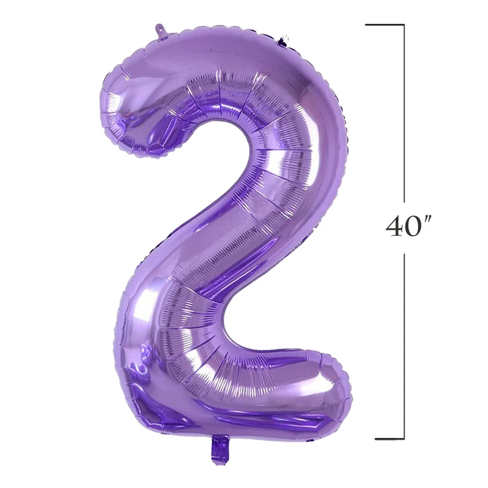 Giant 40" Inch Purple Number Foil Balloons 0/1/2/3/4/5/6/7/8/9 Birthday Party - Image 4 of 4