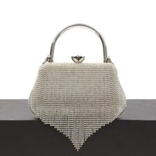 Clutch da donna con strass pochette da cerimonia sera elegante con frange
