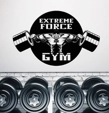 Vinyl Wall Decal Gym Logo Muscles Extreme Force Motivation Stickers (1986ig)