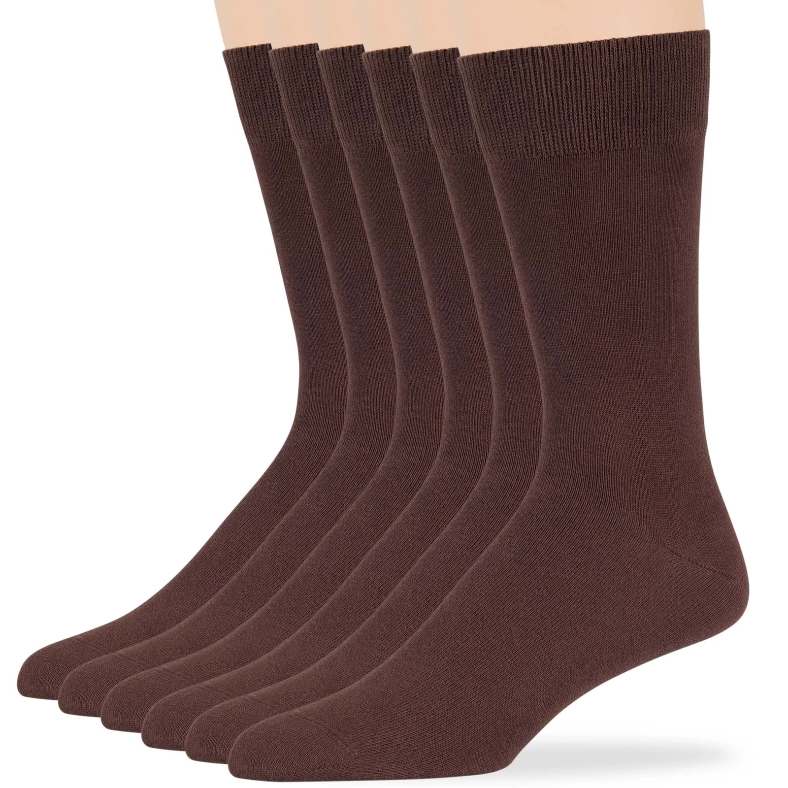 Men's Cotton 6 Pack Dress Breathable Casual Comfort Socks XLarge 13-15 Brown