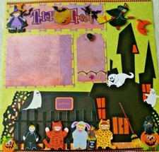 HALLOWEEN Premade 12X12 Scrapbook 2- Page Layout:Witches, Spiders, Bats,Ghosts