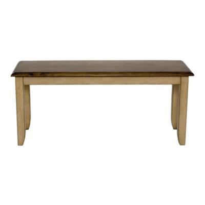 Sunset Trading Brook 42'' Farmhouse Wood Dining Bench in Light Cream/Warm Brown