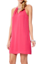 Laundry ~ Pink Chiffon Rhinestone Necklace A-Line Shift Party Dress 8 NEW 